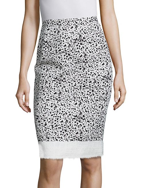 Carolina Herrera - Spatter-Print Tweed Pencil Skirt