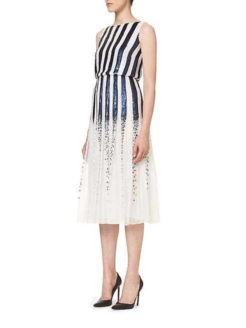 Carolina Herrera - Embroidered Sequin Cocktail Dress