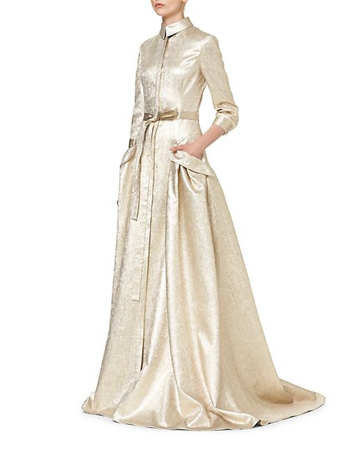 Carolina Herrera - Gold Lame Trench Gown