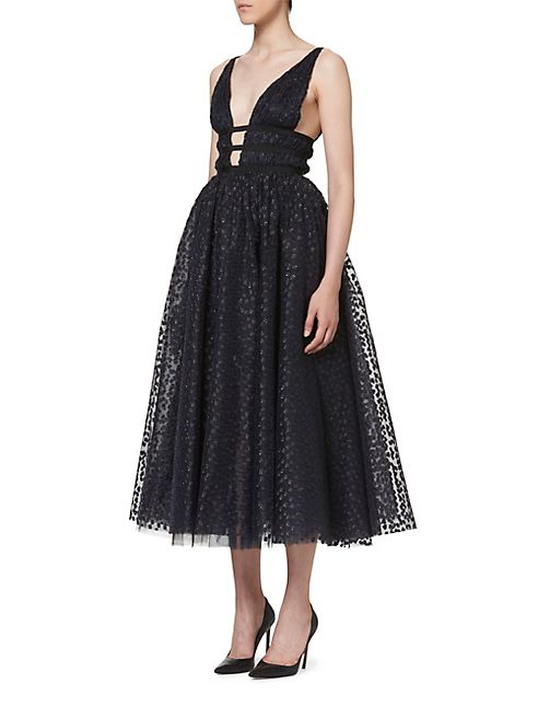 Carolina Herrera - Metallic Dot Cocktail Dress