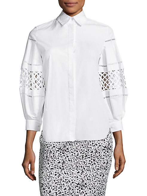 Carolina Herrera - Basketweave Cotton Button-Front Shirt