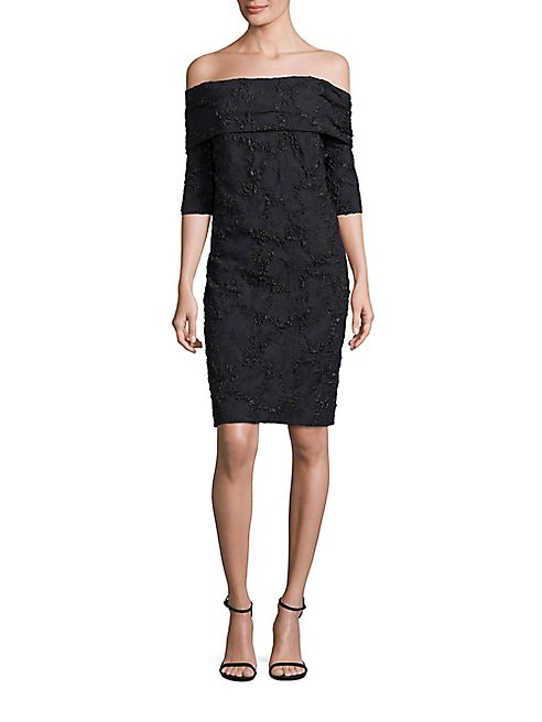 Carolina Herrera - Off-The-Shoulder Textured Sheath Dress