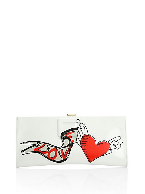 Roger Vivier - Pilgrim Love Tattoo Patent Leather Clutch