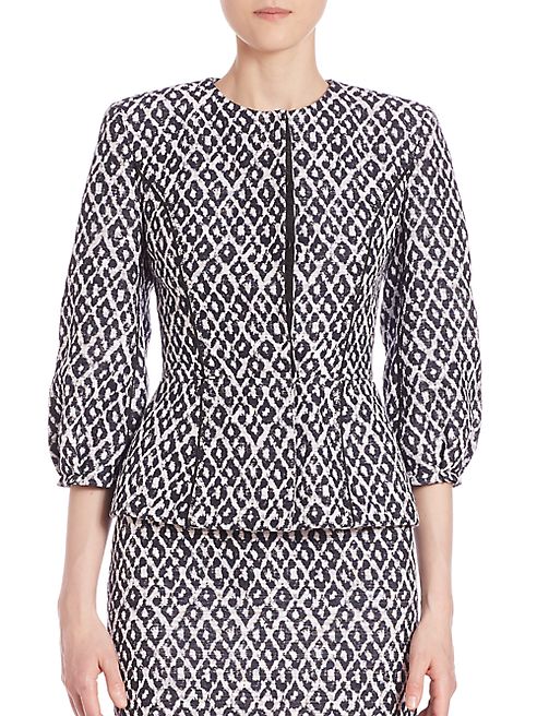 Oscar de la Renta - Bubble Sleeve Diamond Print Jacket