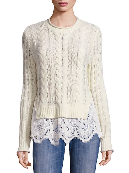 Love Sam - Lace Hem Wool & Cashmere Sweater