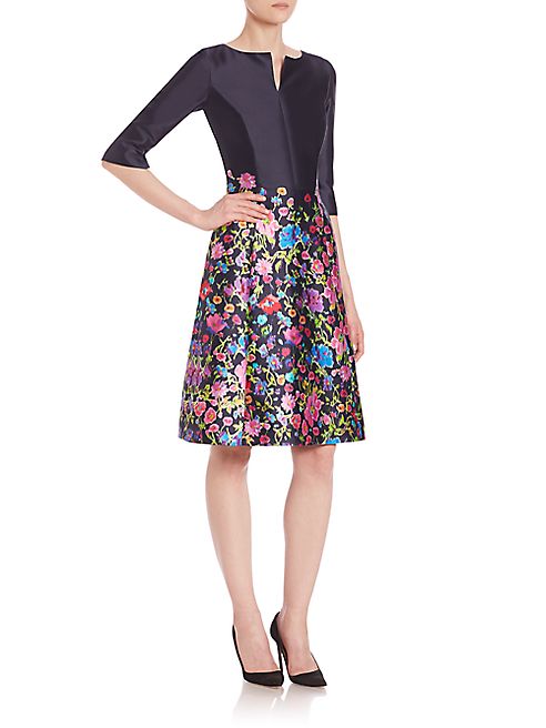 Oscar de la Renta - Floral-Print Silk & Cotton Dress