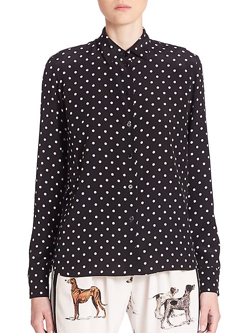 Stella McCartney - Dot-Front & Stripe-Back Silk Blouse