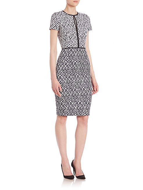 Oscar de la Renta - Diamond Print Keyhole Dress