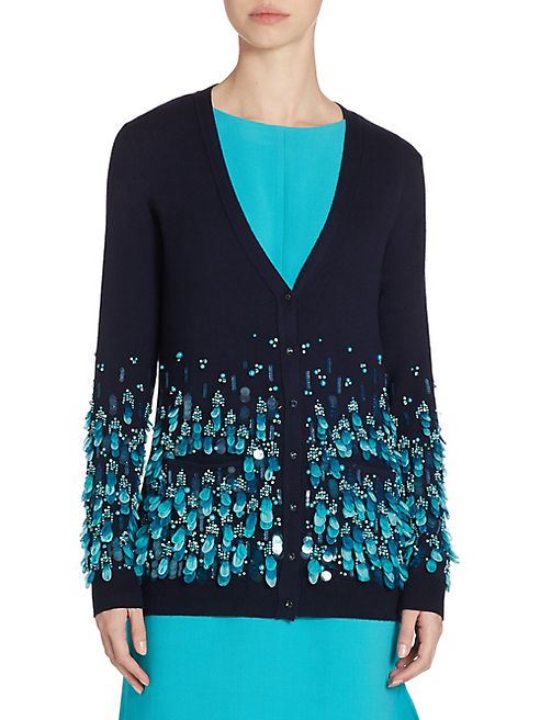 Oscar de la Renta - Embellished Wool Cardigan