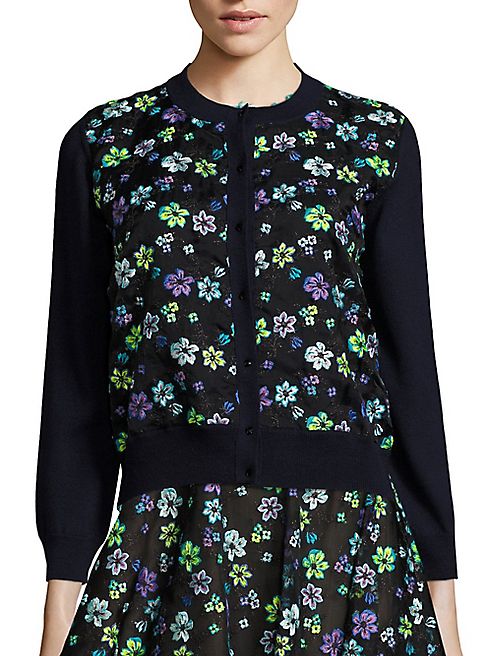 Oscar de la Renta - Floral Wool Cardigan