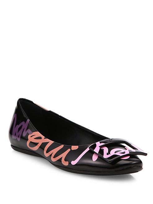 Roger Vivier - Gommette 'Oui Non' Graffiti Patent Leather Ballet Flats