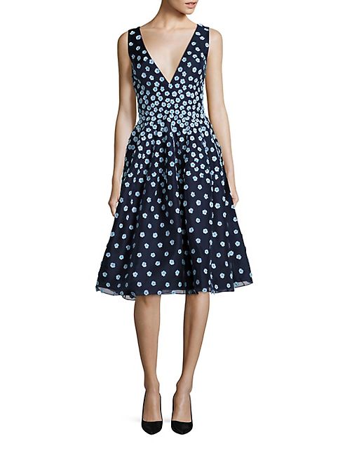 Oscar de la Renta - Sleeveless Floral Cocktail Dress