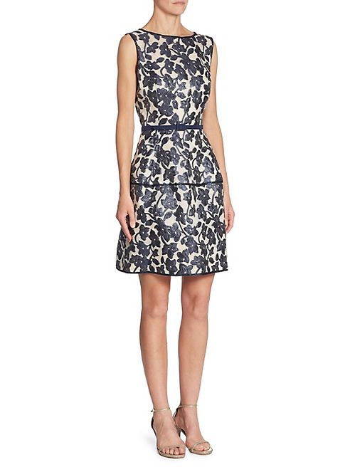 Oscar de la Renta - Floral Gazar Faille Coupe Dress