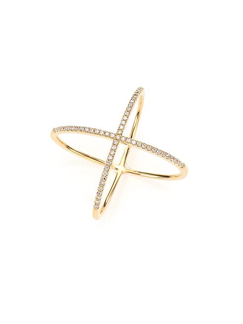 EF Collection - Diamond & 14K Yellow Gold X Ring