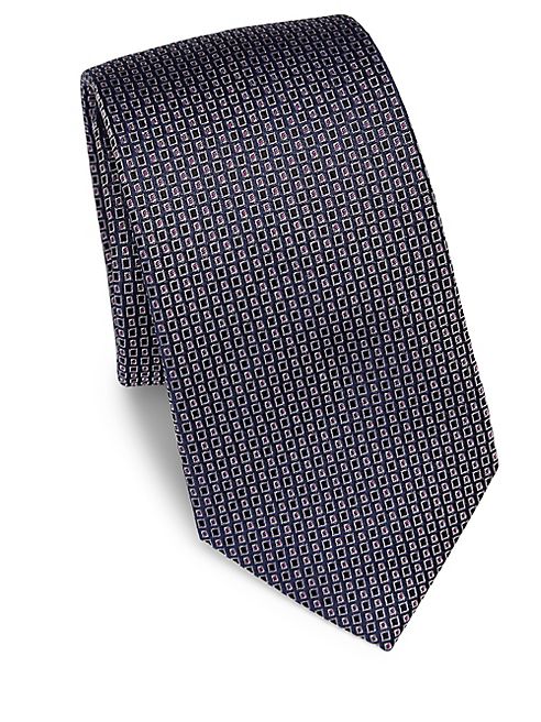 HUGO BOSS - Geometric Print Silk Tie