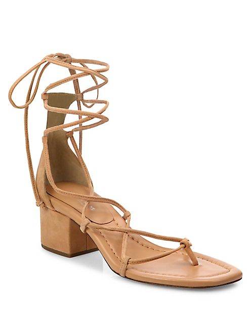 Michael Kors Collection - Ayers Suede Lace-Up Block Heel Sandals