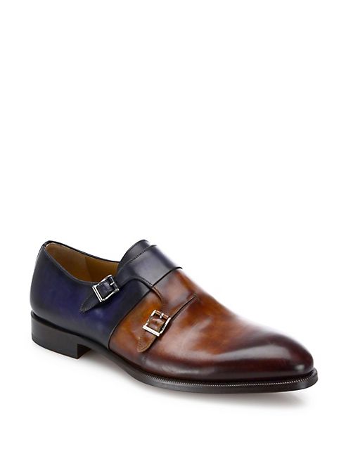 Saks Fifth Avenue Collection - Saks Fifth Avenue by Magnanni  Leather Double Monkstrap Loafers