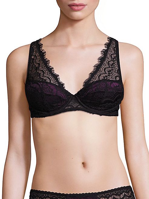 Mimi Holliday - Bisou Bisou Plum Silk Blend Super Plunge Lace Shoulder Bra