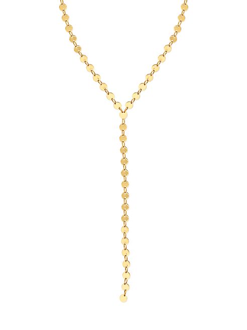 LANA JEWELRY - Elite Disc 14K Yellow Gold Lariat Necklace