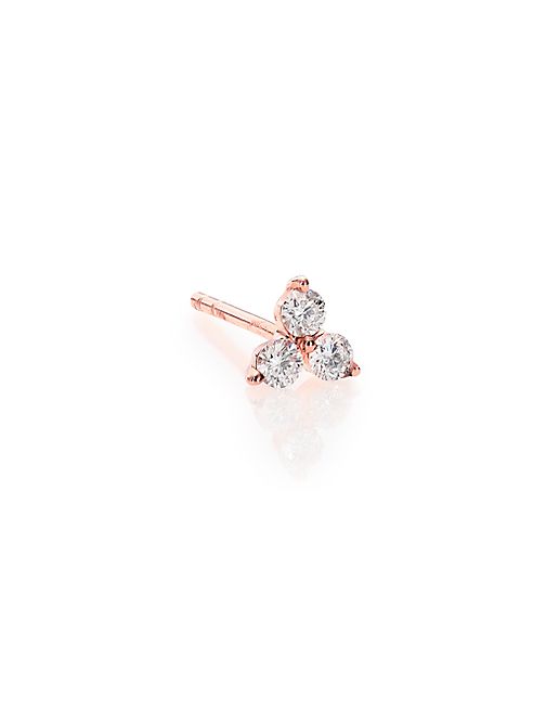 EF Collection - Diamond & 14K Rose Gold Single Stud Earring