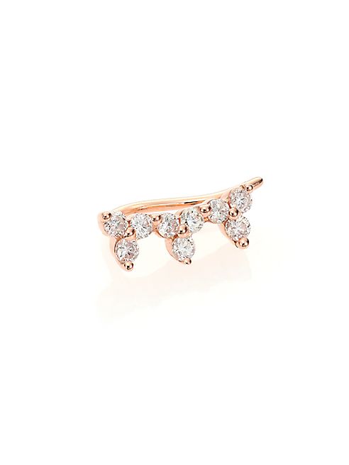 EF Collection - Triple Diamond & 14K Rose Gold Single Ear Cuff