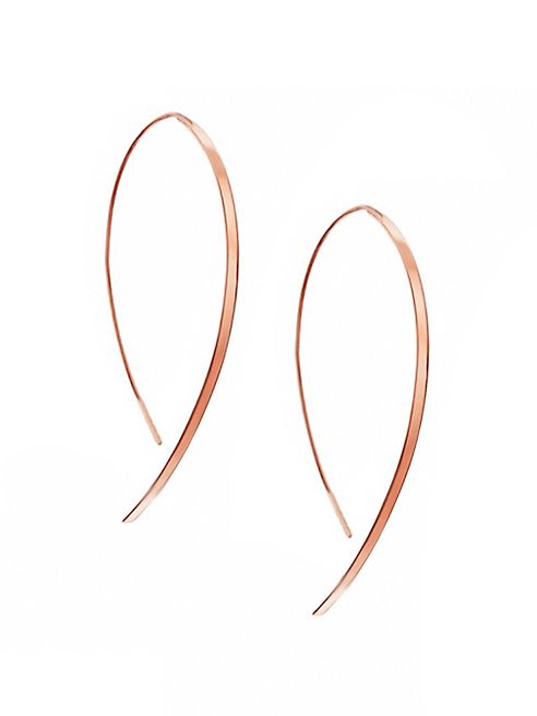 LANA JEWELRY - Hooked On Hoop Small 14K Rose Gold Flat Hook Earrings