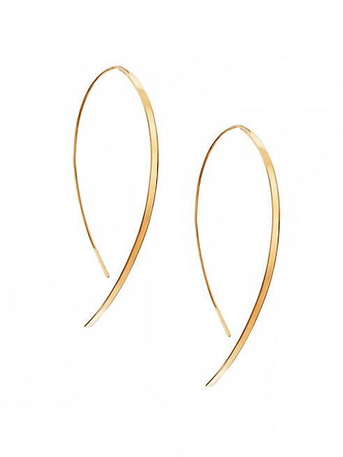 LANA JEWELRY - Hooked On Hoop Small 14K Yellow Gold Flat Hook Earrings