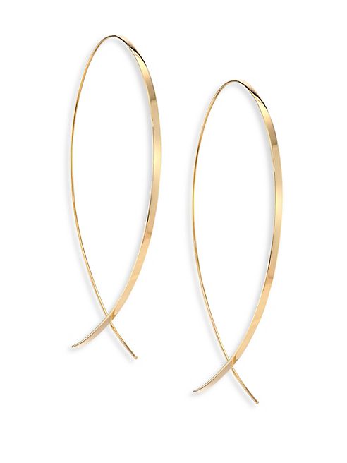 LANA JEWELRY - Upside Down Large 14K Yellow Gold Flat Hoop Earrings/1.25