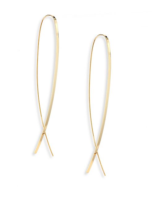 LANA JEWELRY - Narrow Flat Upside Down 14K Yellow Gold Hoop Earrings