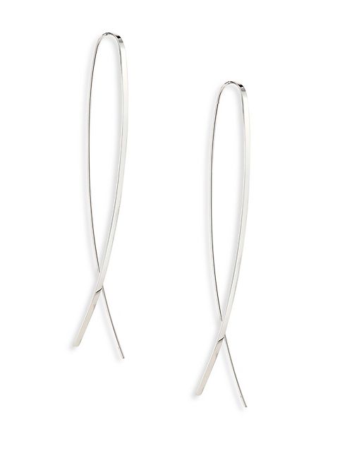 LANA JEWELRY - Narrow Flat Upside Down 14K White Gold Hoop Earrings