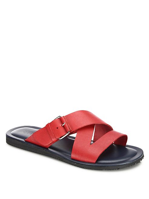 Saks Fifth Avenue Collection - Cross-Strapped Leather Slide Sandals