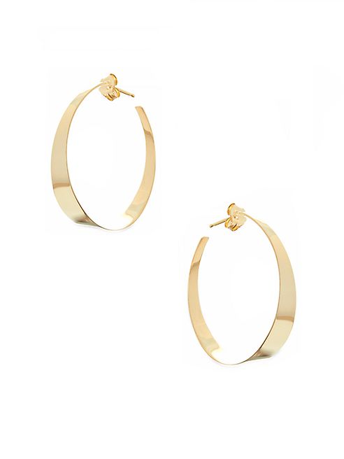 LANA JEWELRY - Small Flat Gloss 14K Yellow Gold Hoop Earrings