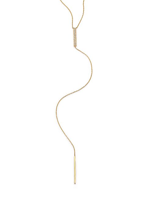 EF Collection - Jumbo Bar  Diamond & 14K Yellow Gold Lariat Necklace