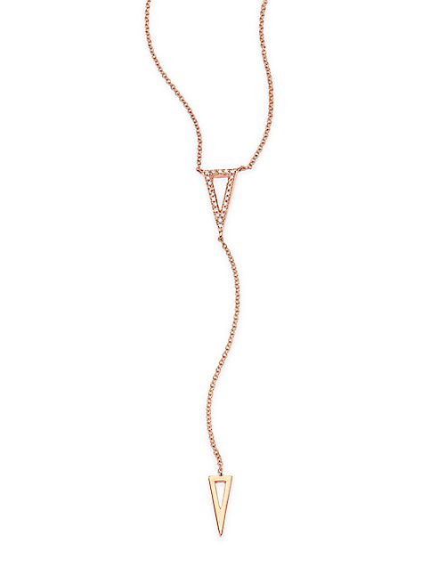 EF Collection - Diamond & 14K Rose Gold Double Triangle Lariat Necklace