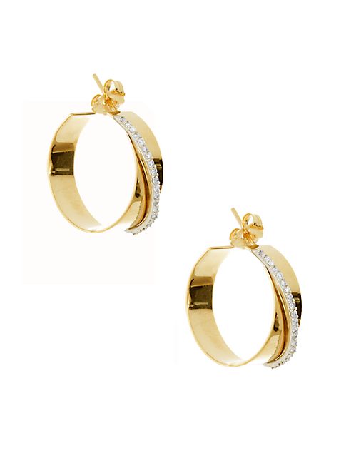 LANA JEWELRY - Small Vanity Expose Diamond & 14K Yellow Gold Hoop Earrings/1