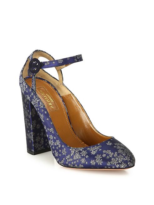 Aquazzura - Sweet Thing Stardust-Print Block Heel Pumps