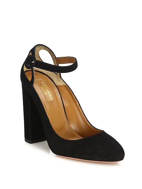 Aquazzura - Sweet Thing Suede Block Heel Pumps