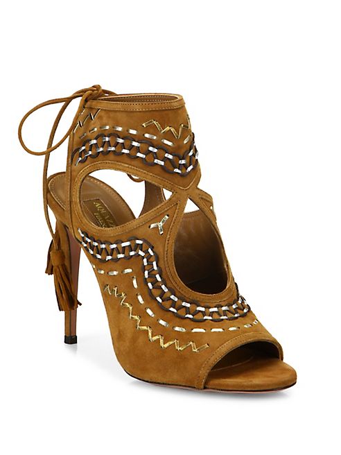 Aquazzura - Sexy Thing Folk Suede Sandals