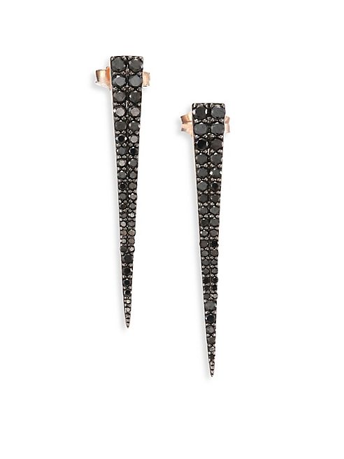 LANA JEWELRY - Reckless Spike Black Diamond & 14K Black Gold Stud Earrings