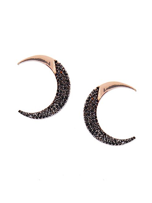 LANA JEWELRY - Reckless Crescent Diamond & 14K Rose Gold Stud Earrings