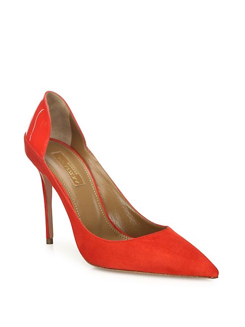 Aquazzura - Fellini Suede & Patent Leather Pumps