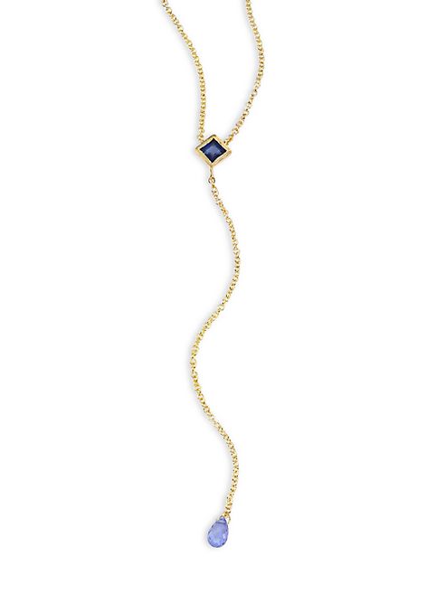 ILA - Ariel Blue Sapphire & 14K Yellow Gold Lariat Necklace