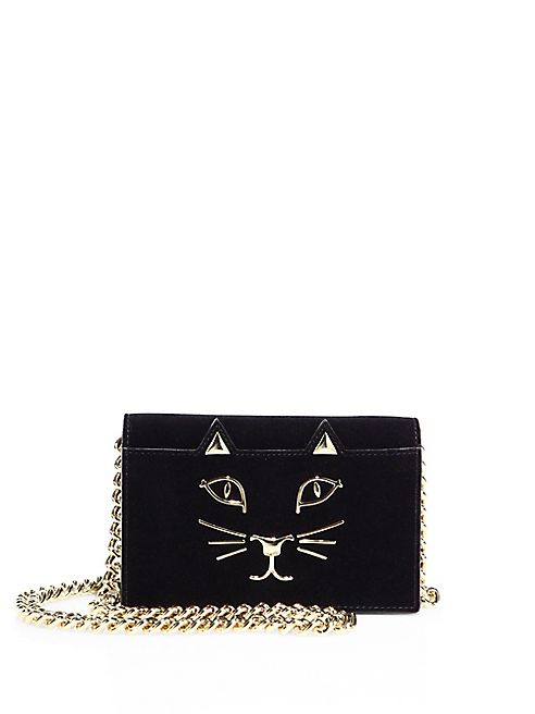 Charlotte Olympia - Feline Suede Chain Shoulder Bag