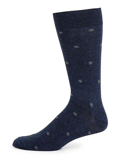 Saks Fifth Avenue Collection - Dotted Box Combed Cotton-Blend Socks