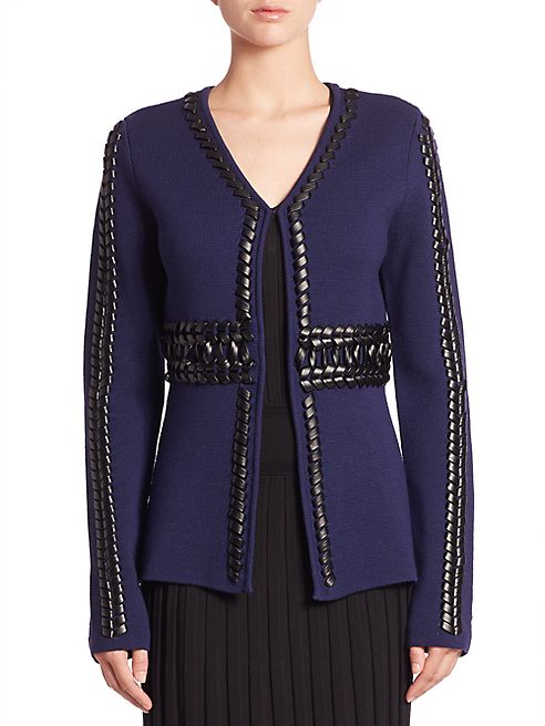 Altuzarra - Copperhead Leather-Trim Wool Cardigan