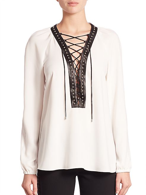 Altuzarra - Yuba Studded Lace-Up Blouse