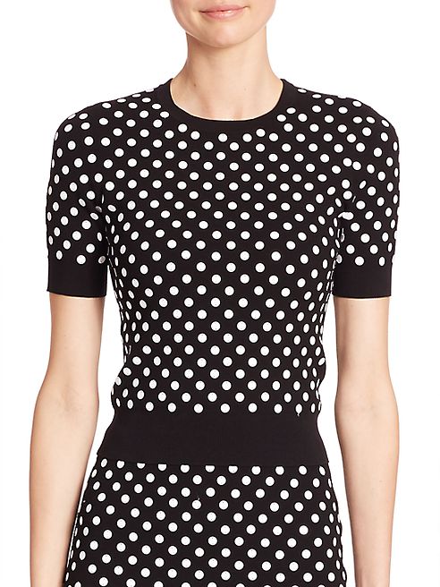 Michael Kors Collection - Embroidered Polka Dot Crewneck Top