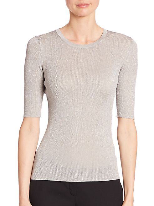 Michael Kors Collection - Metallic Elbow-Sleeve Sweater