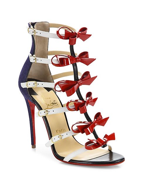 Christian Louboutin - Girlistrappi Denim & Leather Bow Sandals