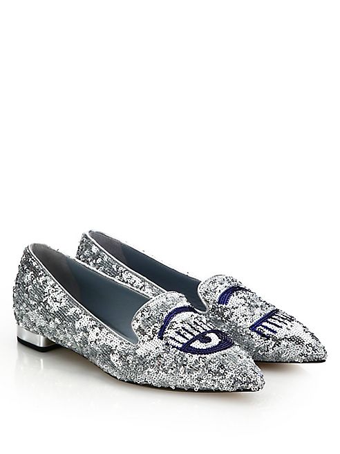 Chiara Ferragni - Winking Paillettes Smoking Flats